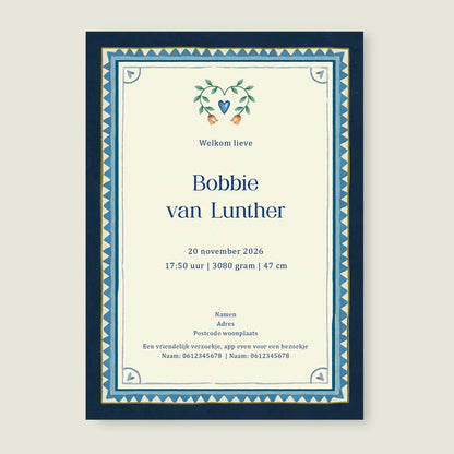 Geboortekaartje Oh Dear Butterfly Blue - Story of July