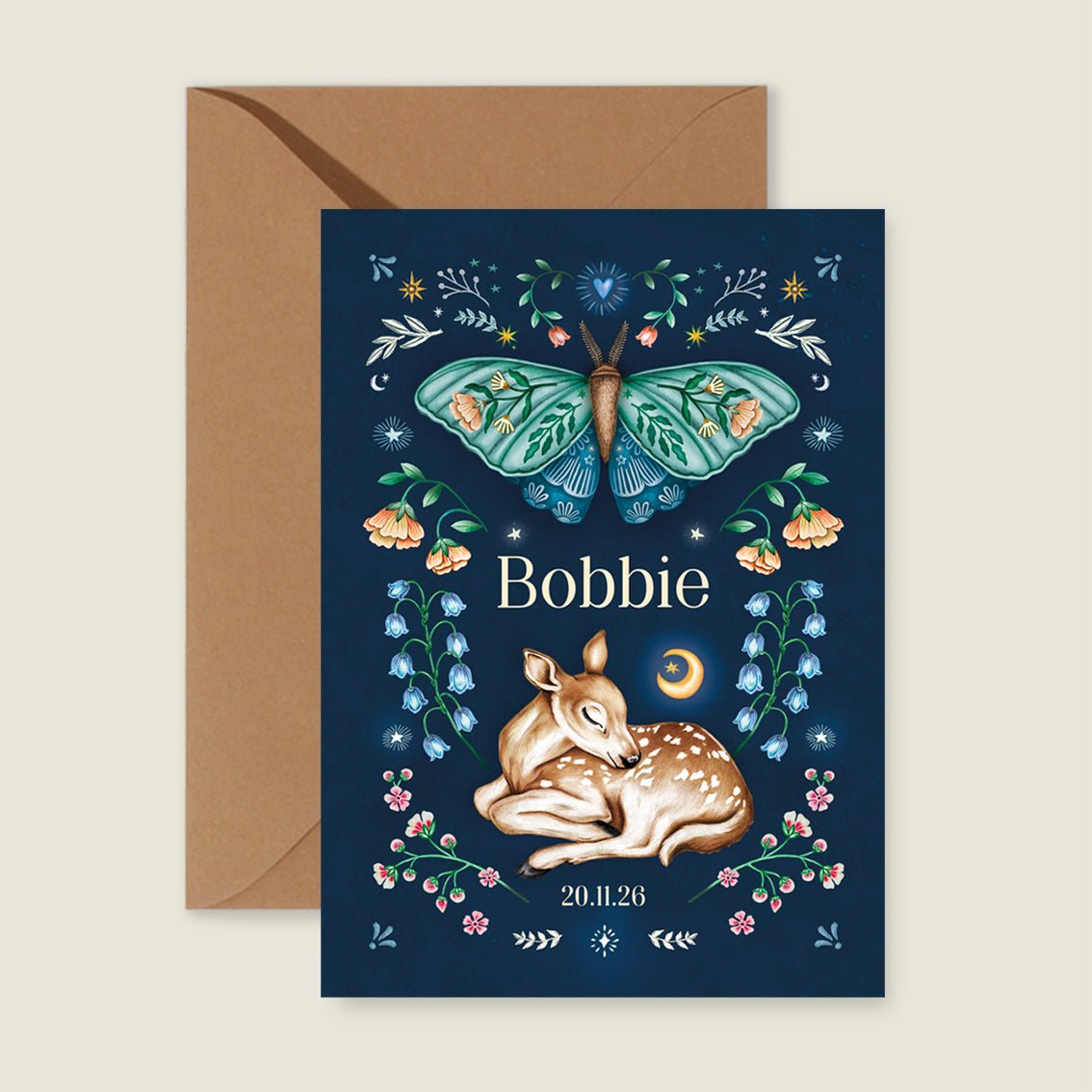 Geboortekaartje Oh Dear Butterfly Blue - Story of July
