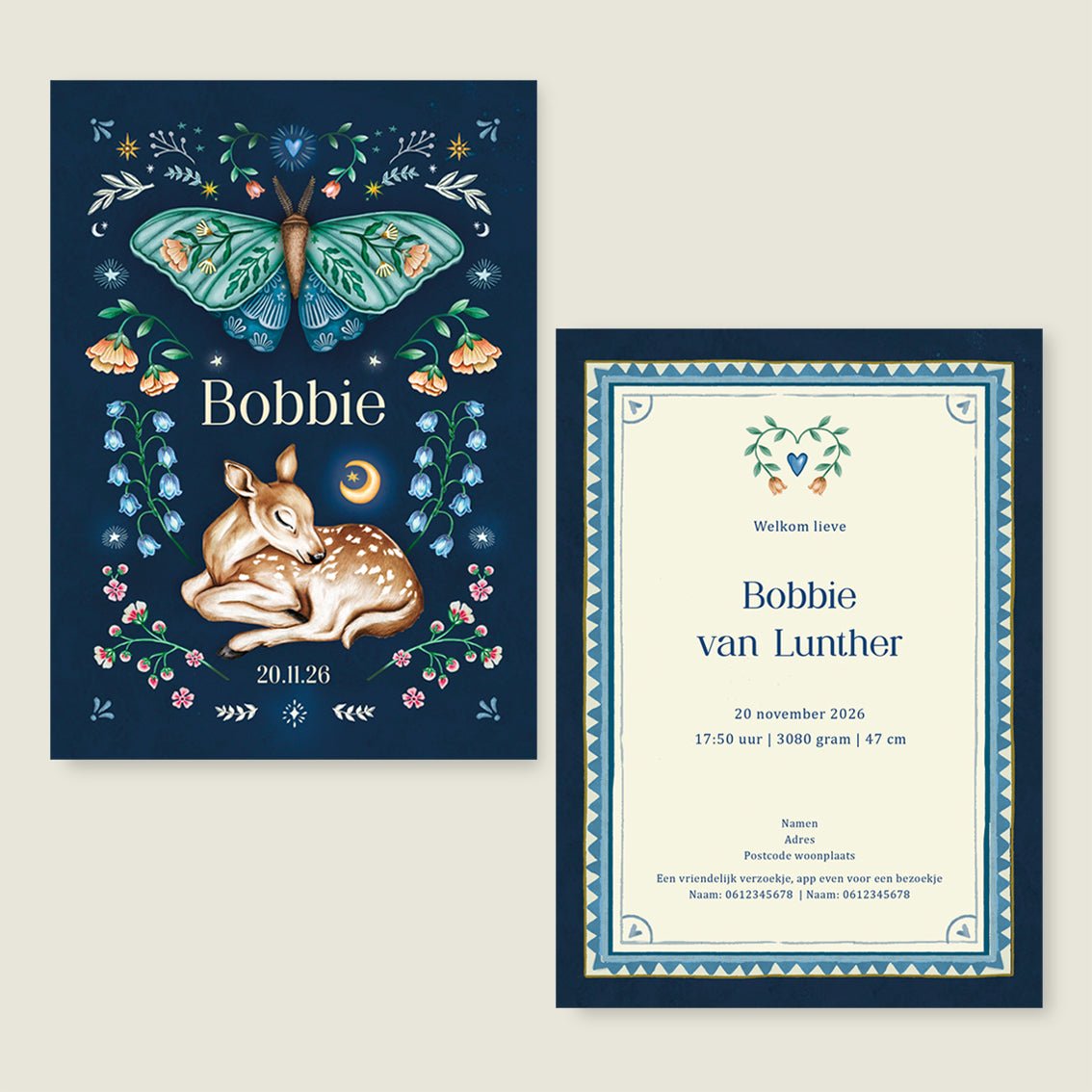 Geboortekaartje Oh Dear Butterfly Blue - Story of July