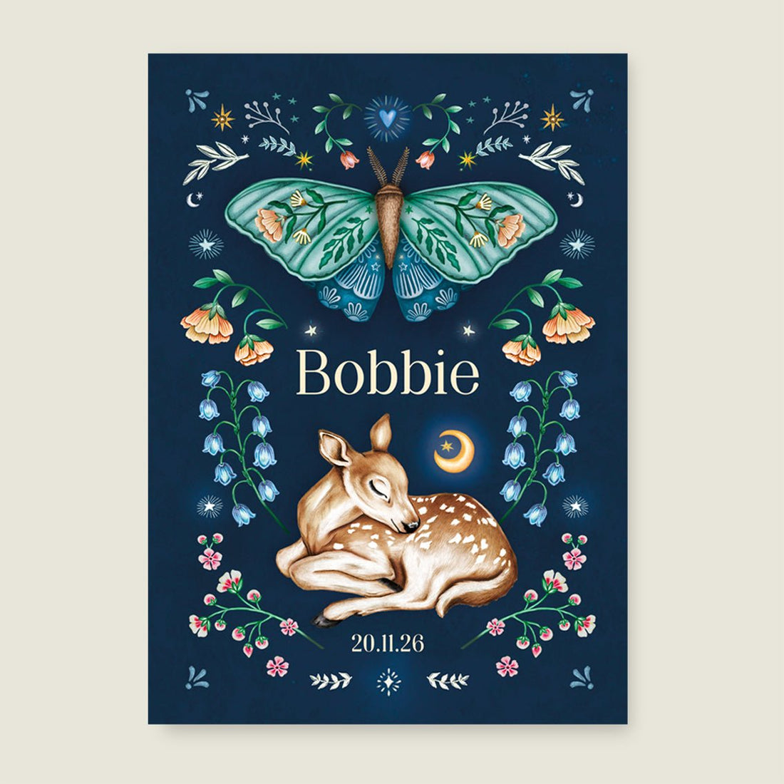 Geboortekaartje Oh Dear Butterfly Blue - Story of July