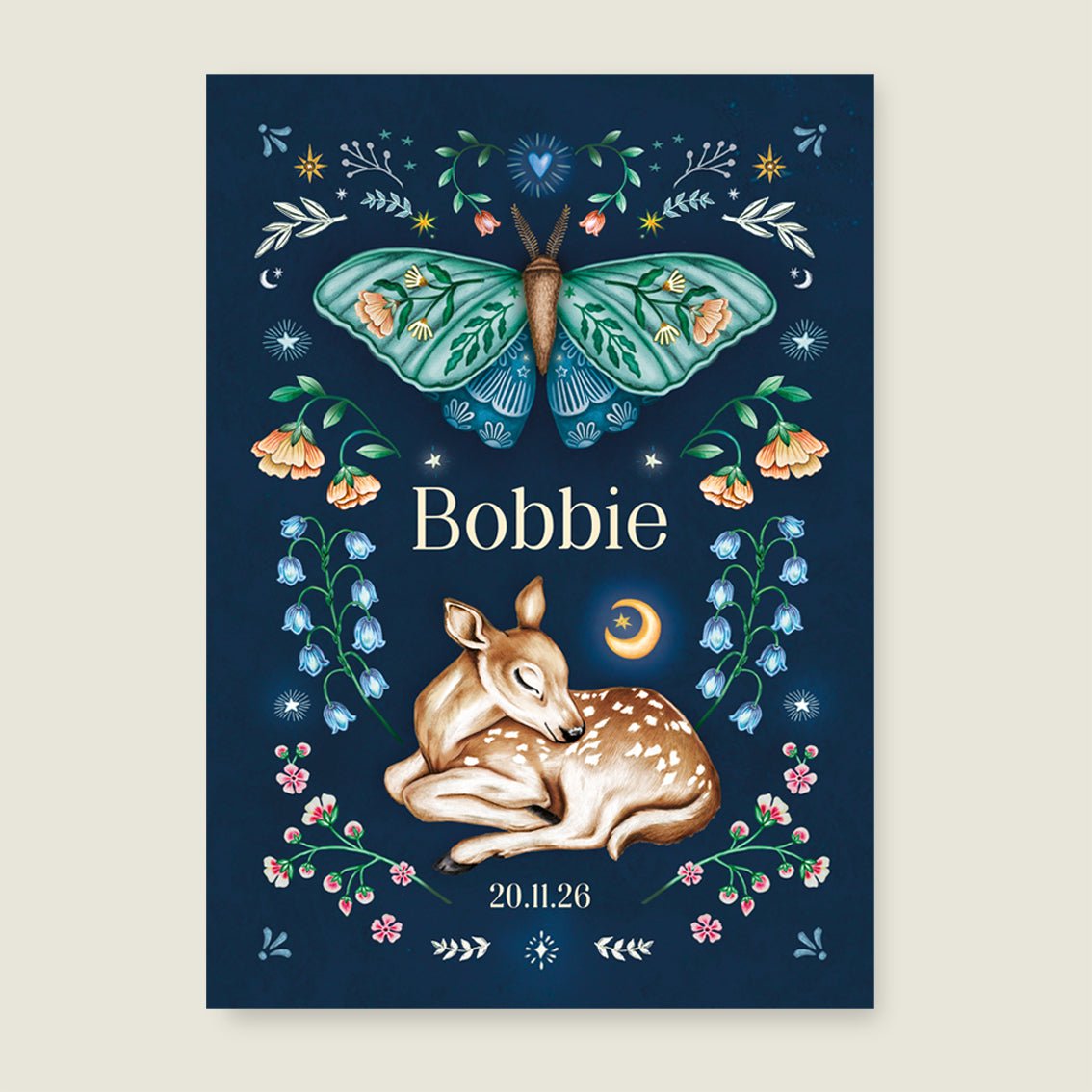 Geboortekaartje Oh Dear Butterfly Blue - Story of July