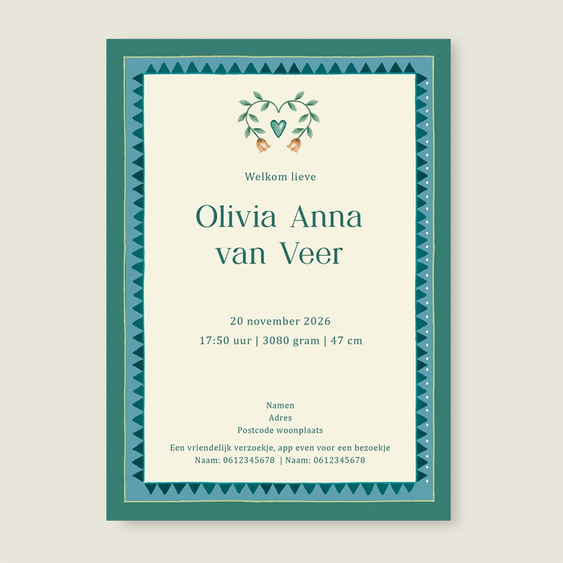 Geboortekaartje Oh Dear Butterfly Green - Story of July