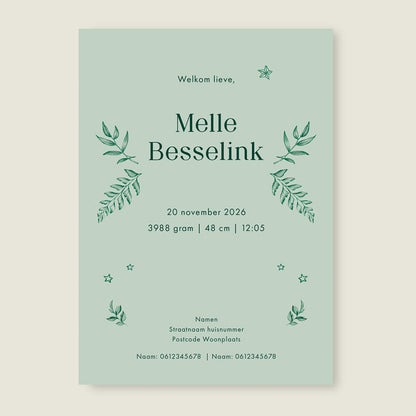 Geboortekaartje Oh Little Deer Green - Story of July