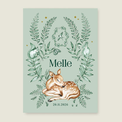 Geboortekaartje Oh Little Deer Green - Story of July