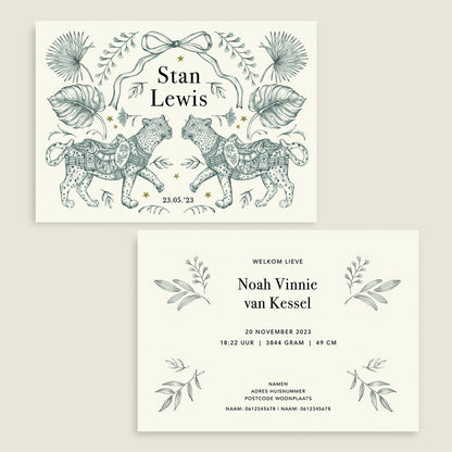 Geboortekaartje Panter Leaves - Story of July