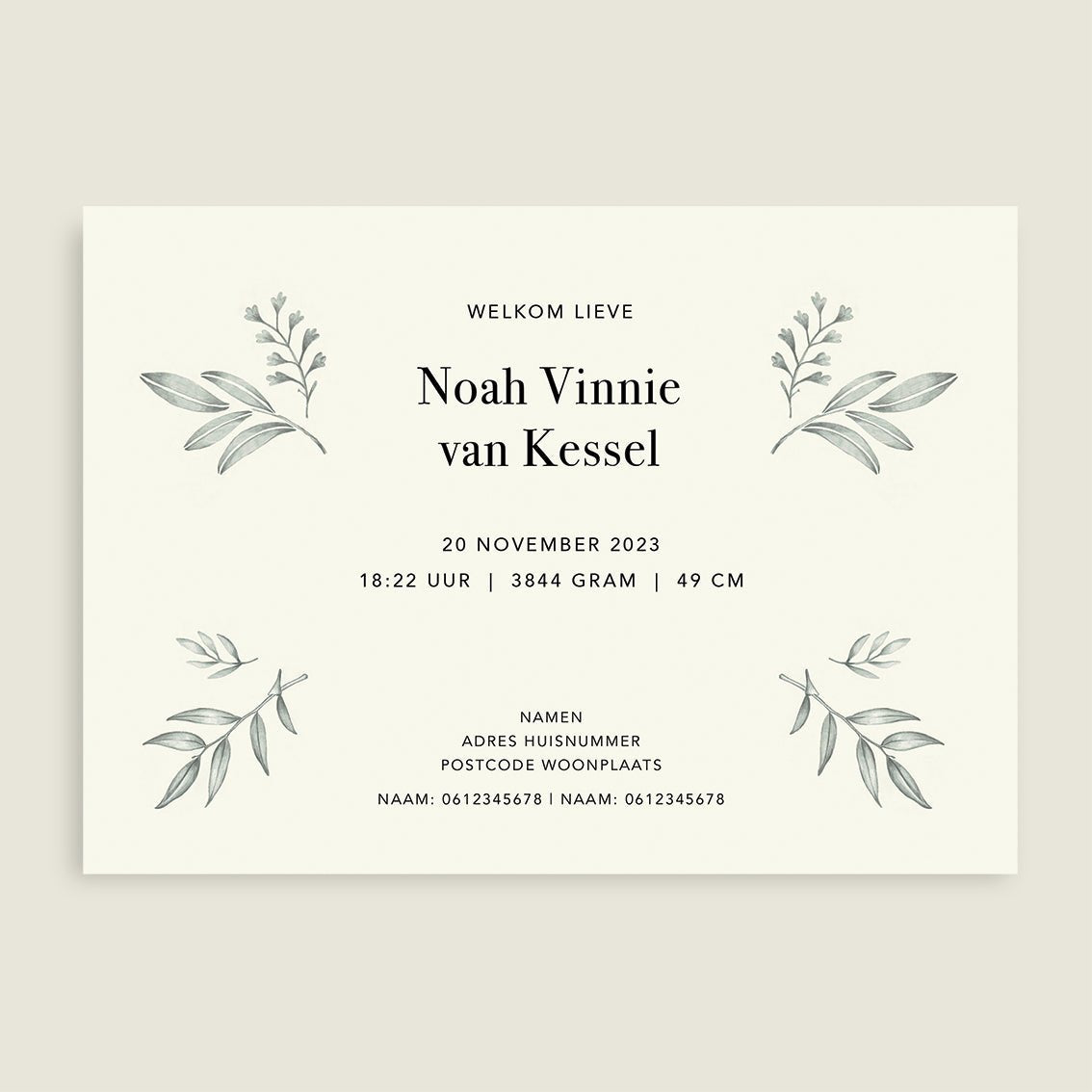 Geboortekaartje Panter Leaves - Story of July