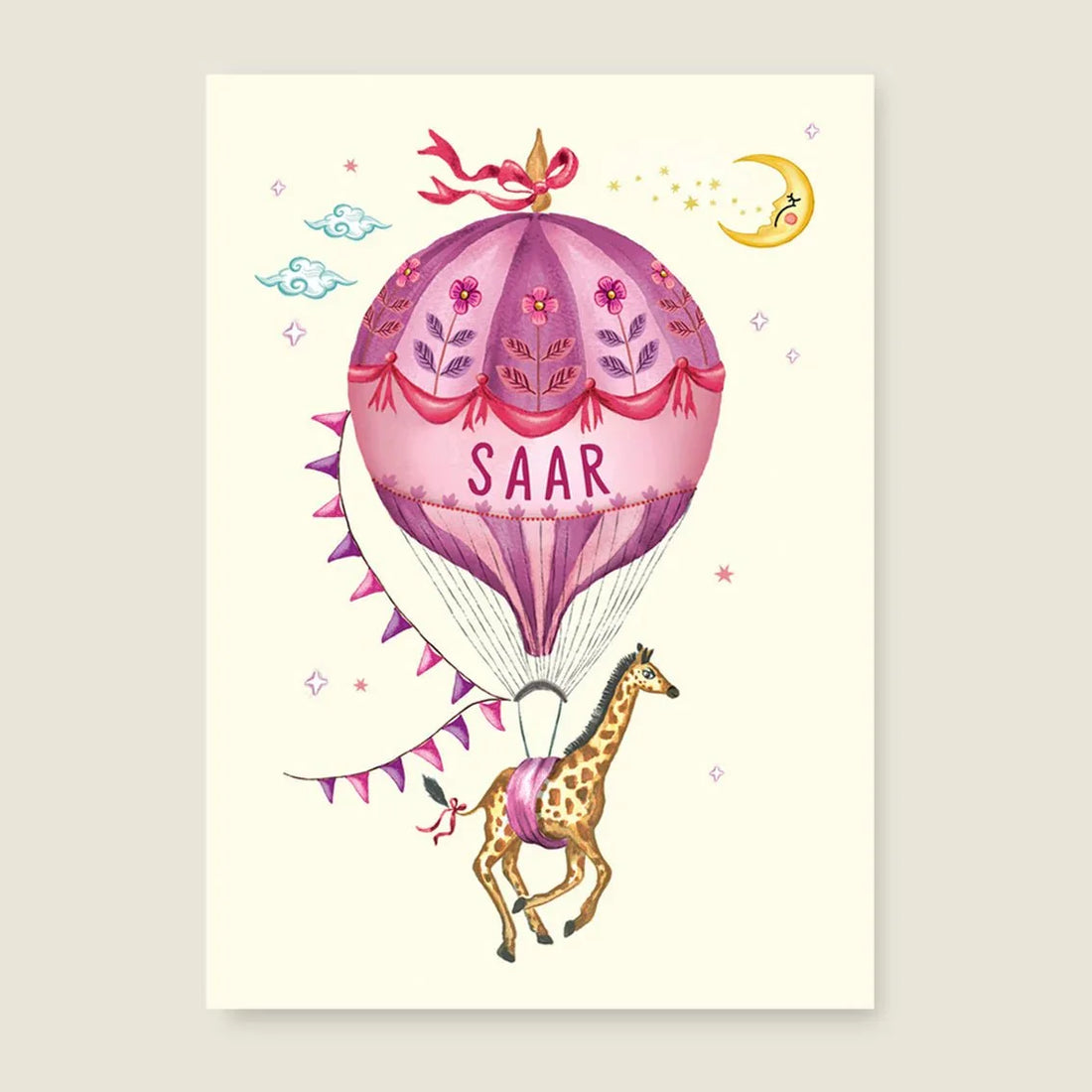 Geboortekaartje Purple Balloon - Story of July