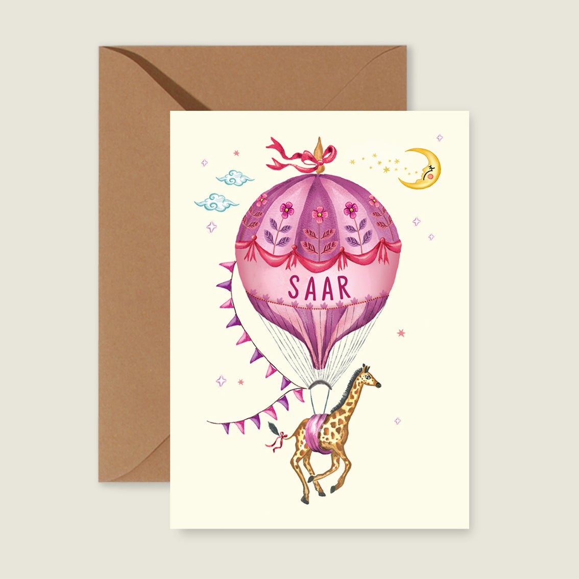 Geboortekaartje Purple Balloon - Story of July