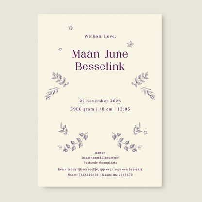 Geboortekaartje Sleeping Fox Lila - Story of July