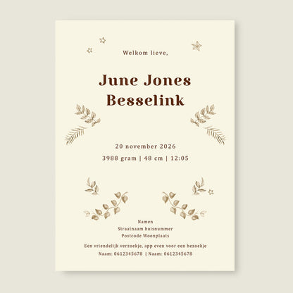 Geboortekaartje Sleeping Fox Terra - Story of July