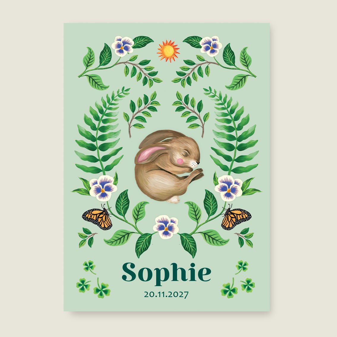 Geboortekaartje Sleeping Rabbit - Story of July