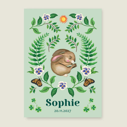 Geboortekaartje Sleeping Rabbit - Story of July