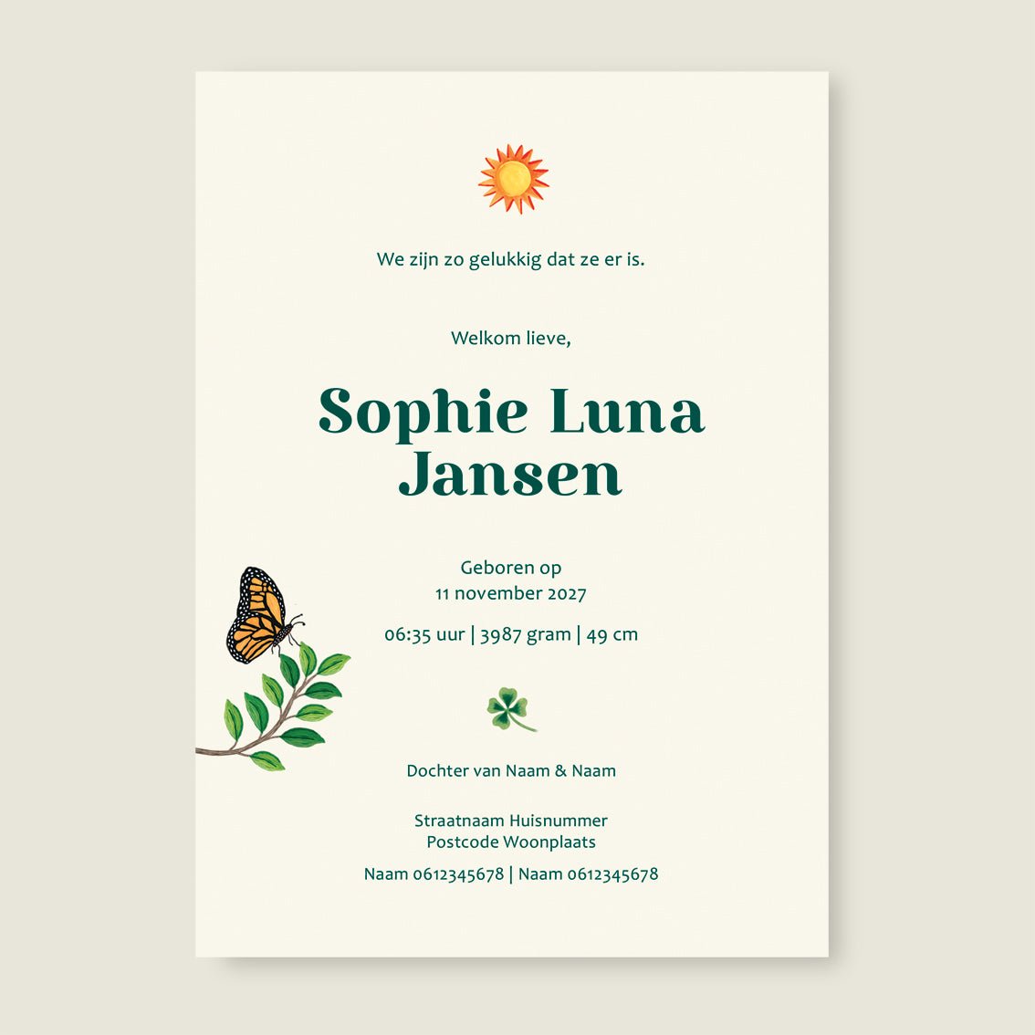 Geboortekaartje Sleeping Rabbit - Story of July