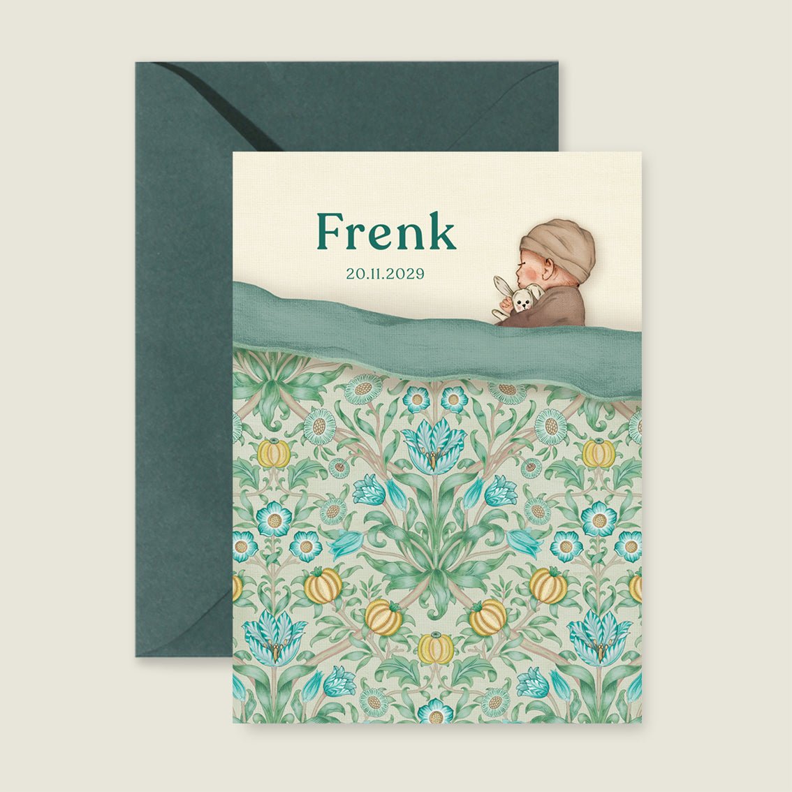 Geboortekaartje Sleeptight Flowers Blue - Story of July