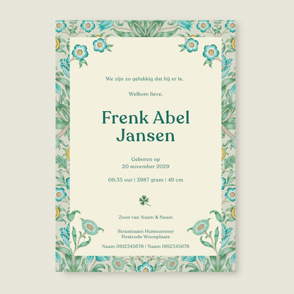 Geboortekaartje Sleeptight Flowers Blue - Story of July