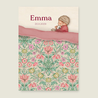 Geboortekaartje Sleeptight Flowers Pink - Story of July