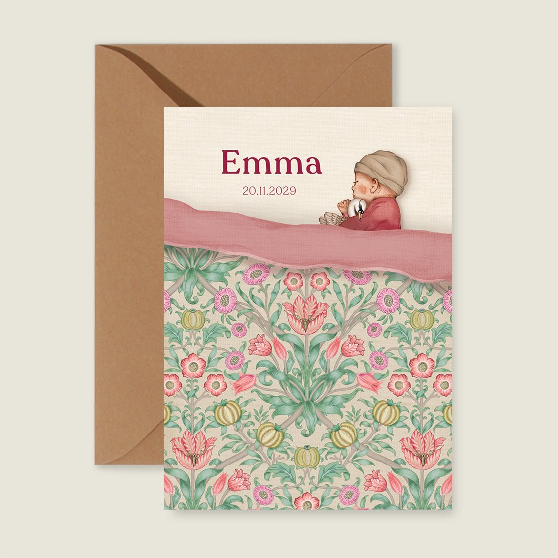Geboortekaartje Sleeptight Flowers Pink - Story of July