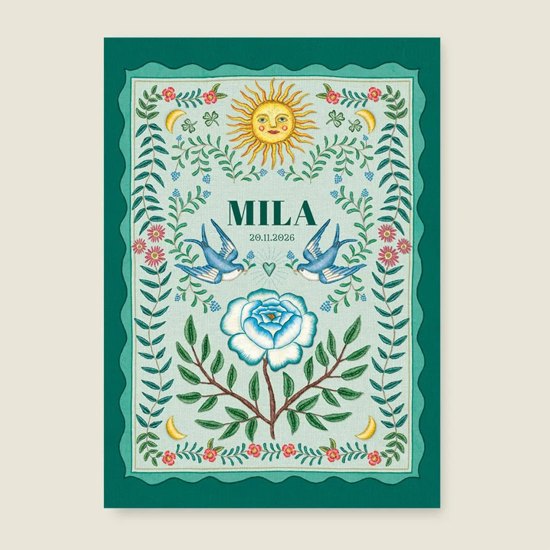 Geboortekaartje Sparrow Birds Green - Story of July