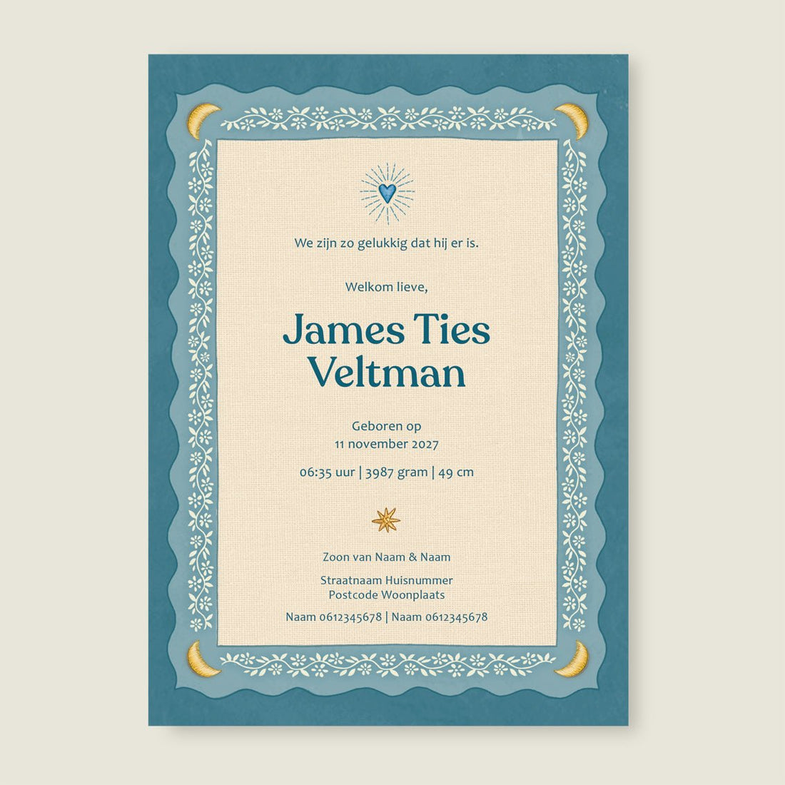 Geboortekaartje Sparrow Birds Light Blue - Story of July