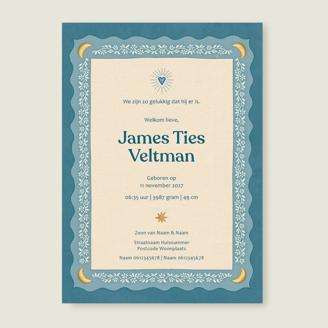 Geboortekaartje Sparrow Birds Light Blue - Story of July