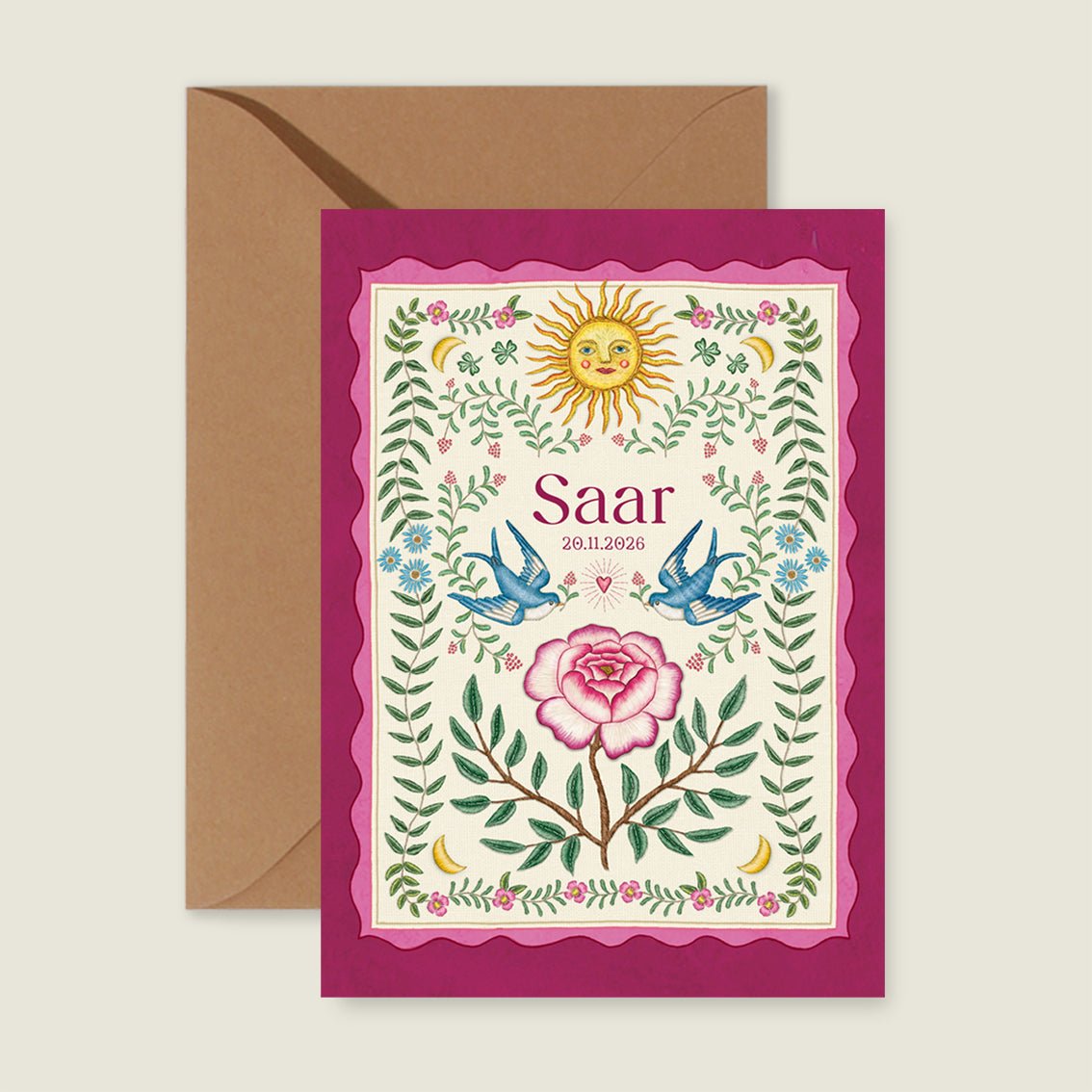 Geboortekaartje Sparrow Birds Pink - Story of July