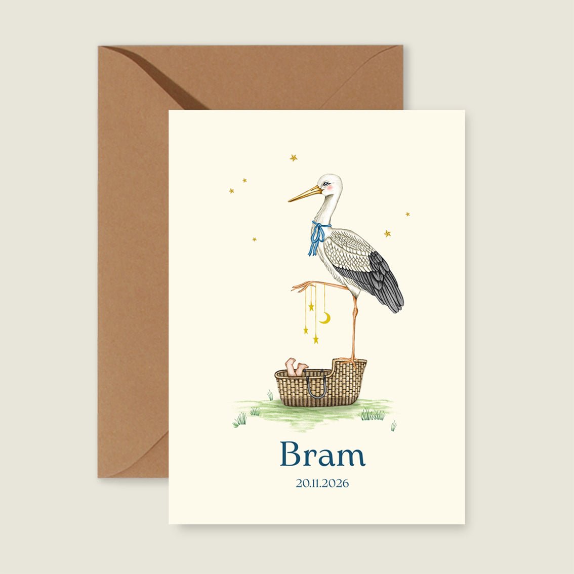 Geboortekaartje Stork Basket - Story of July