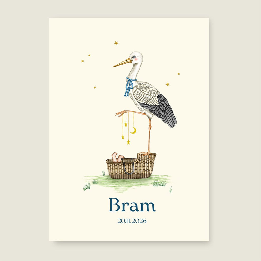 Geboortekaartje Stork Basket - Story of July