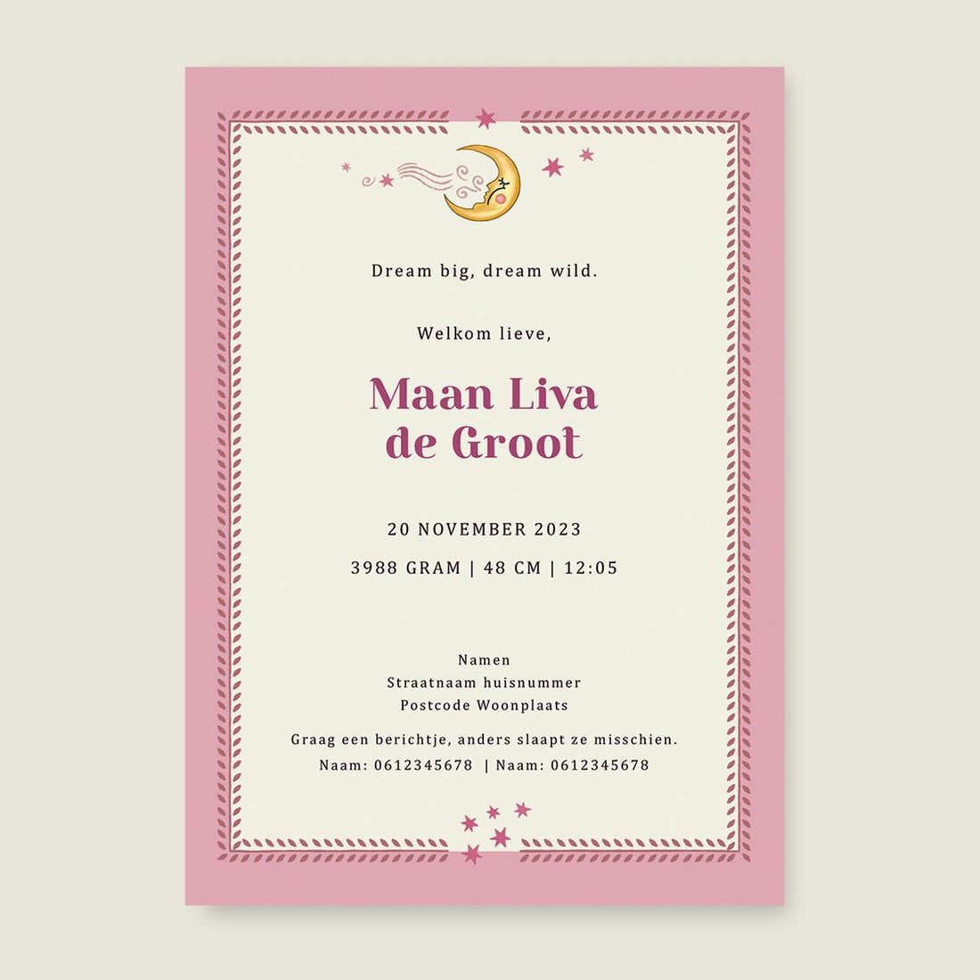 Geboortekaartje Sun Flowers Roze - Story of July