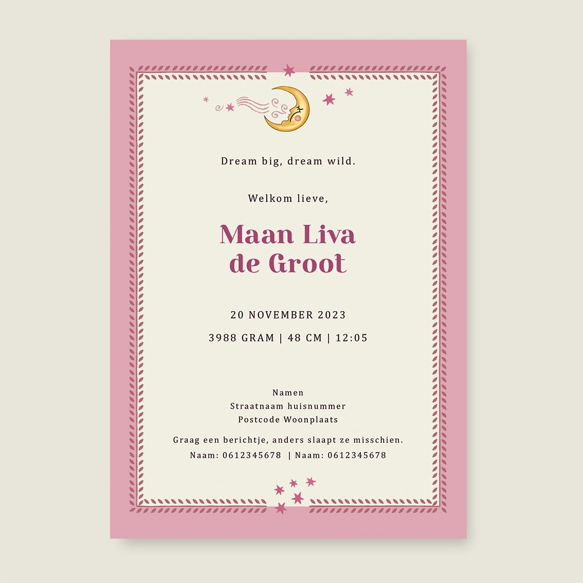 Geboortekaartje Sun Flowers Roze - Story of July