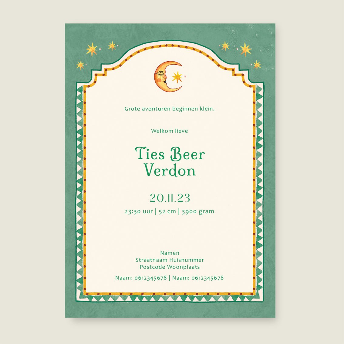 Geboortekaartje Sunshine Green - Story of July