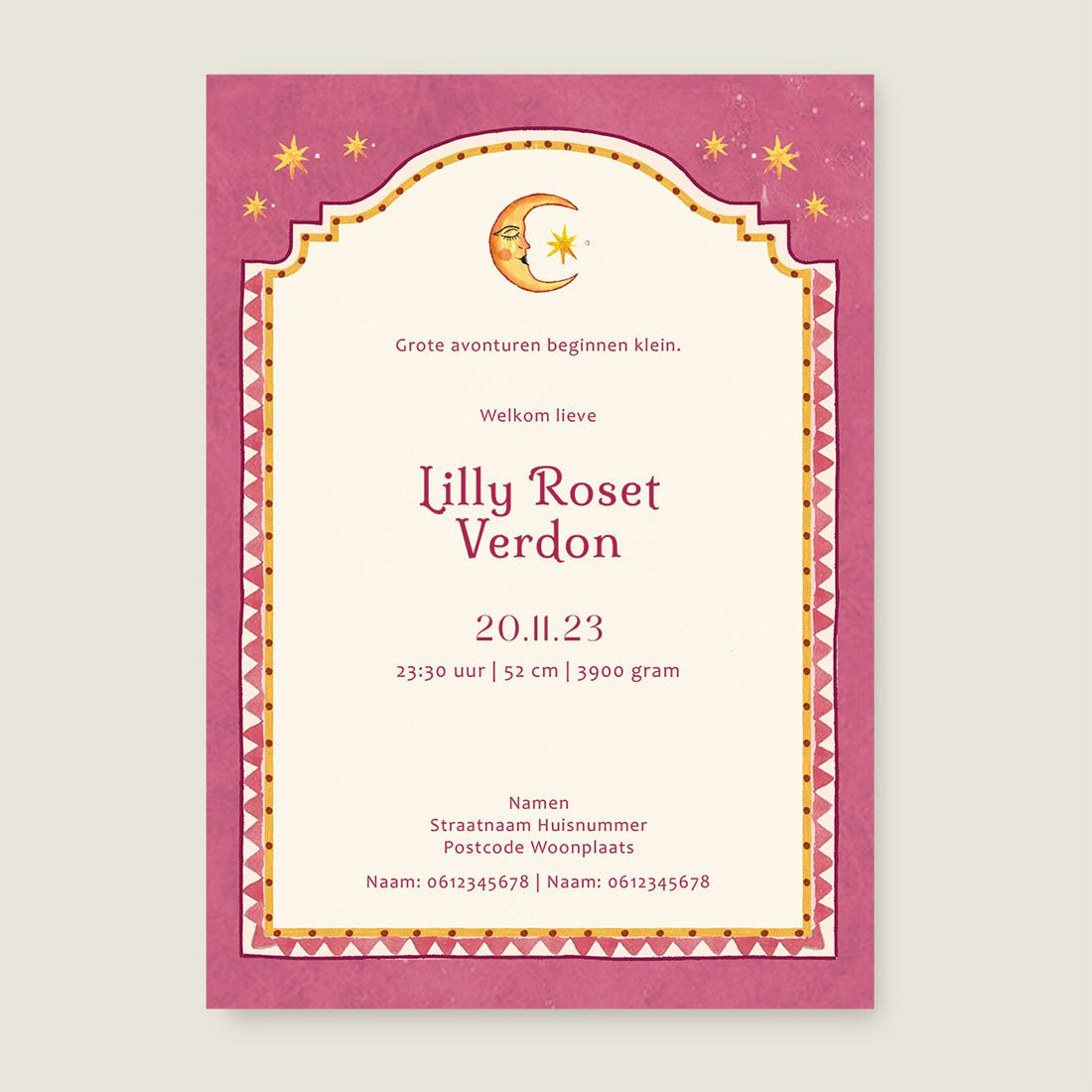 Geboortekaartje Sunshine Pink - Story of July