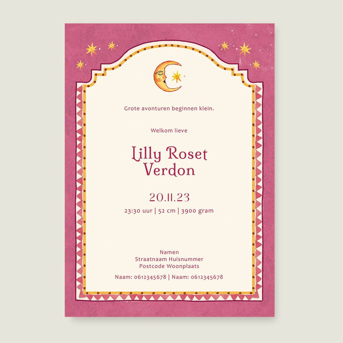 Geboortekaartje Sunshine Pink - Story of July