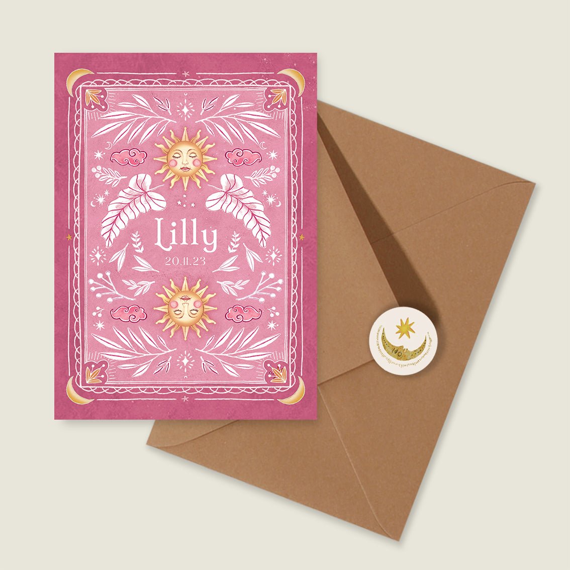 Geboortekaartje Sunshine Pink - Story of July