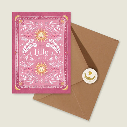 Geboortekaartje Sunshine Pink - Story of July