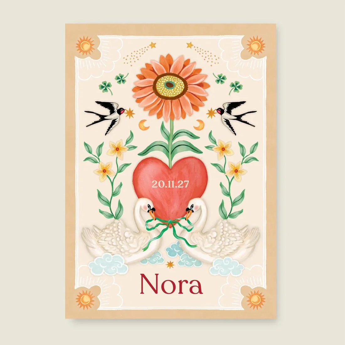 Geboortekaartje Swan And Sparrows - Story of July