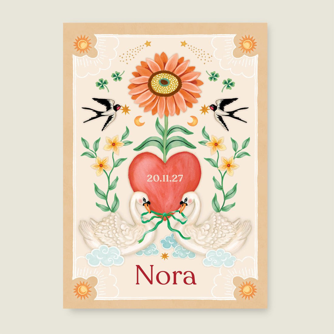 Geboortekaartje Swan And Sparrows - Story of July