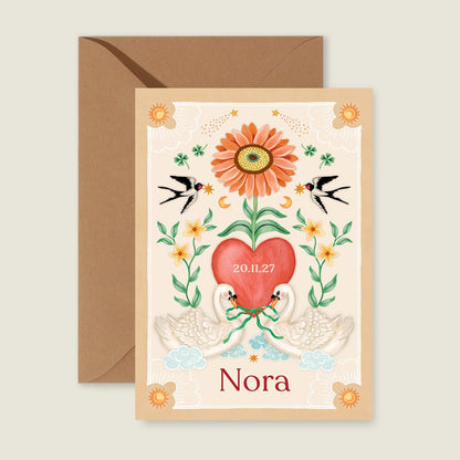 Geboortekaartje Swan And Sparrows - Story of July