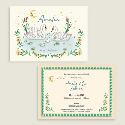 Geboortekaartje Swan Baby - Story of July