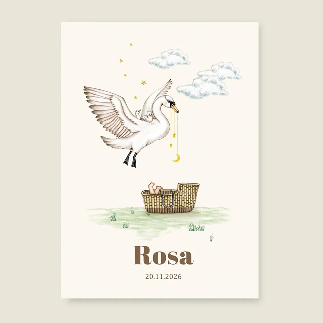 Geboortekaartje Swan Basket Offwhite - Story of July