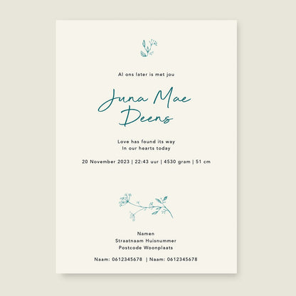 Geboortekaartje Swan Family Offwhite - Story of July