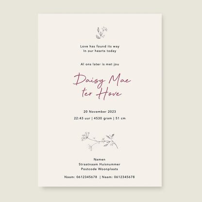 Geboortekaartje Swan Flowers Family Offwhite - Story of July