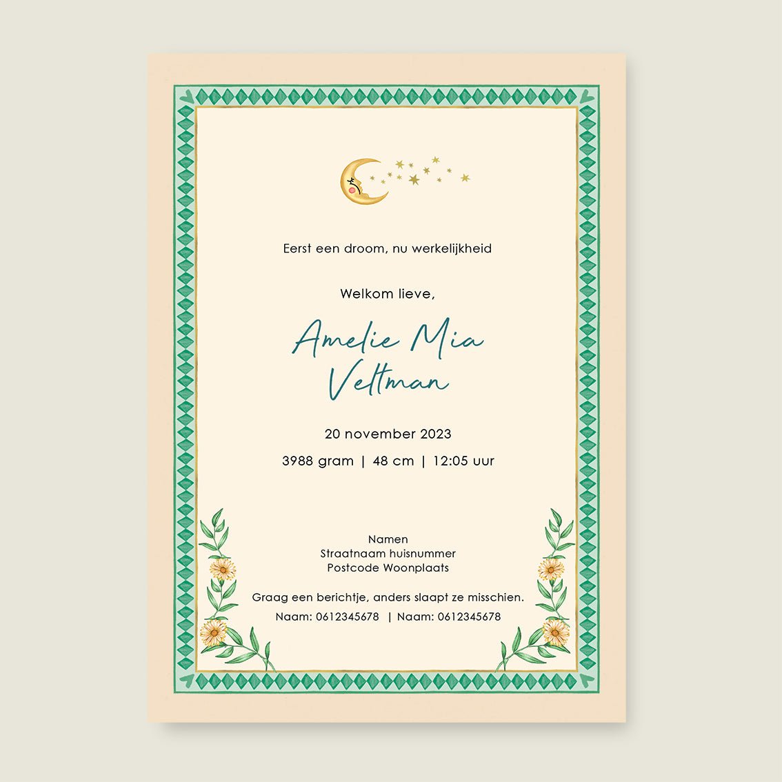 Geboortekaartje Swan Tree - Story of July