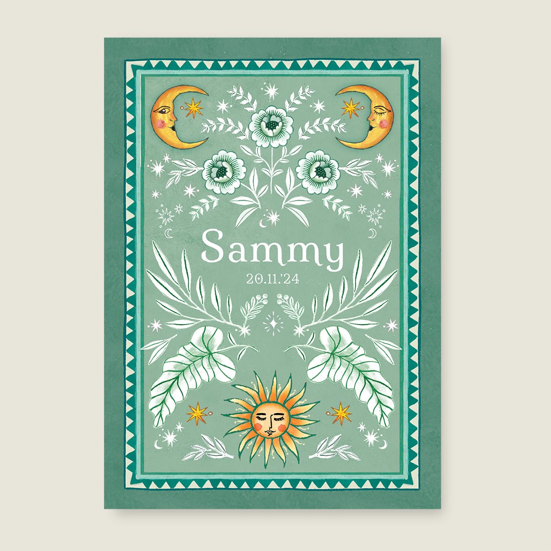 Geboortekaartje To The Moon Light Green - Story of July