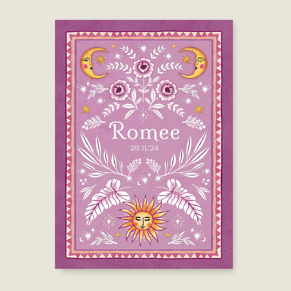 Geboortekaartje To The Moon Lila - Story of July