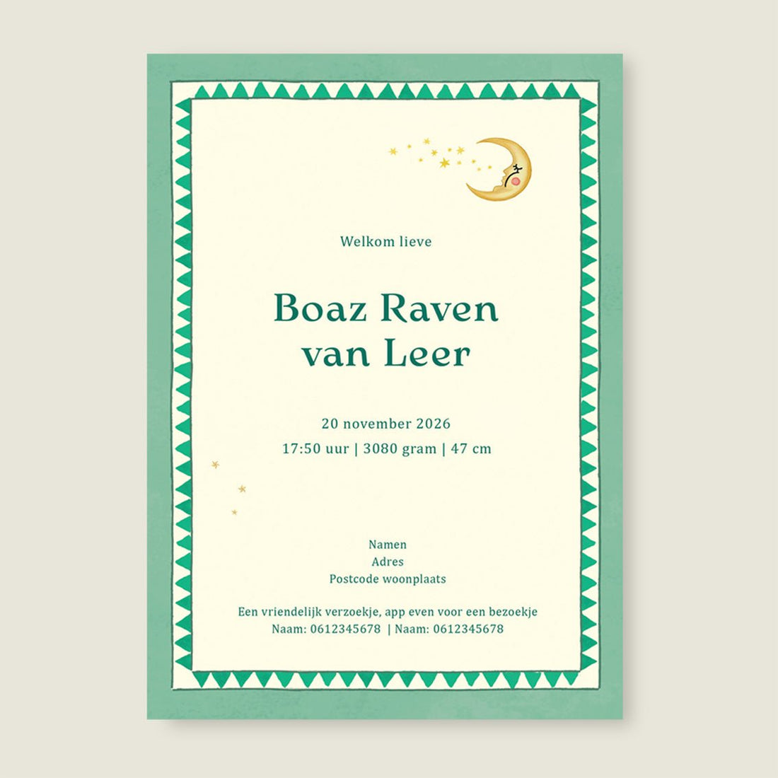 Geboortekaartje Tree Panter Green - Story of July