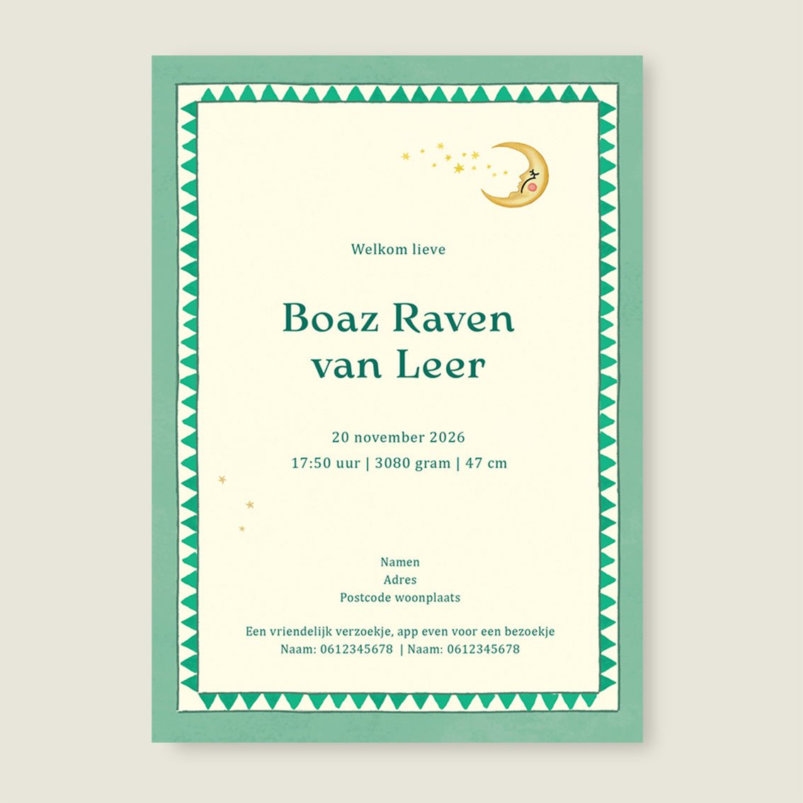 Geboortekaartje Tree Panter Green - Story of July