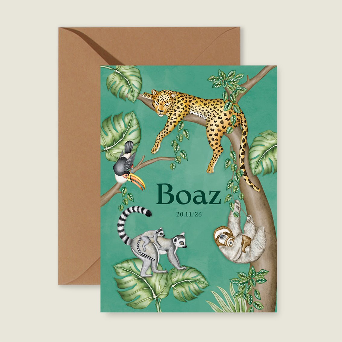 Geboortekaartje Tree Panter Green - Story of July