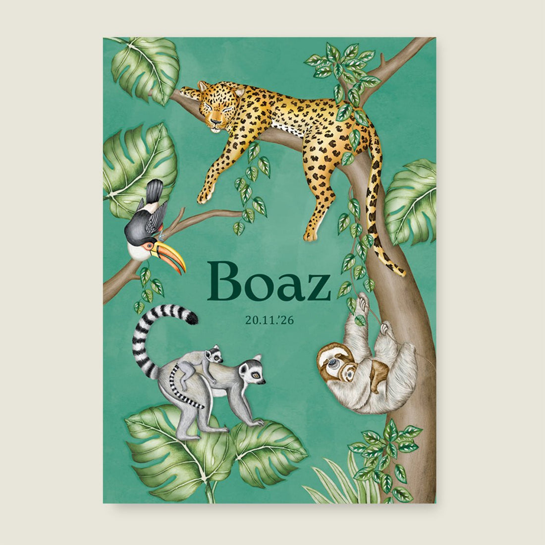 Geboortekaartje Tree Panter Green - Story of July