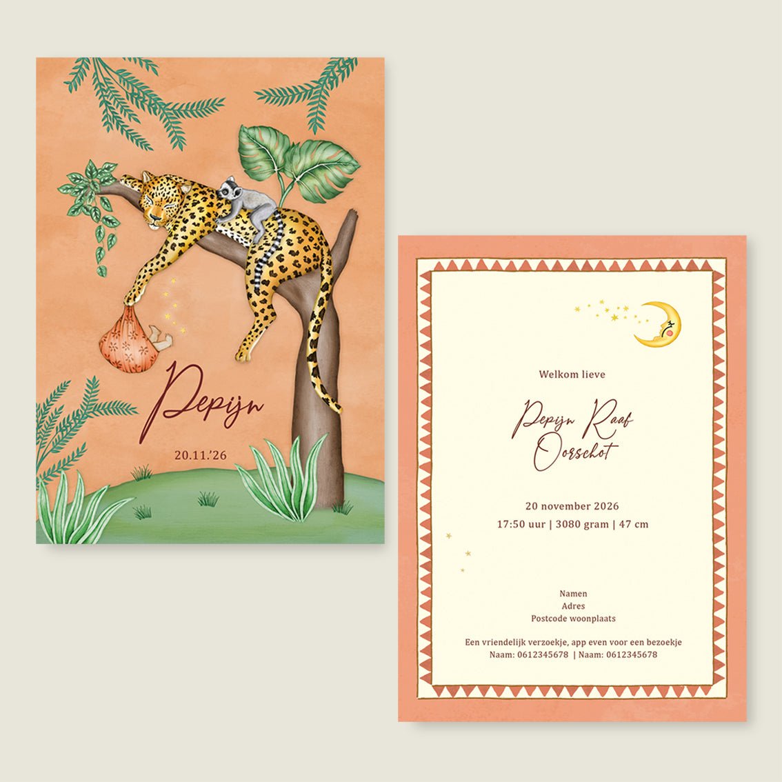 Geboortekaartje Tree Panter Terra - Story of July