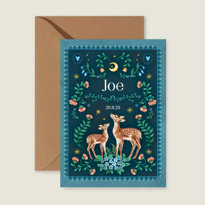 Geboortekaartje Two Dear Moonlight Blue - Story of July